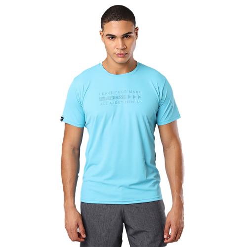 Trendcave Solid Round Neck Steel Blue Printed Shirtsleeves T-Shirt For Men