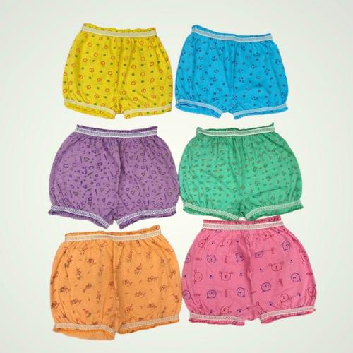 Be Perfect Girls Multicolor Cotton Blend Pack Of 6 Panties (9-12M)