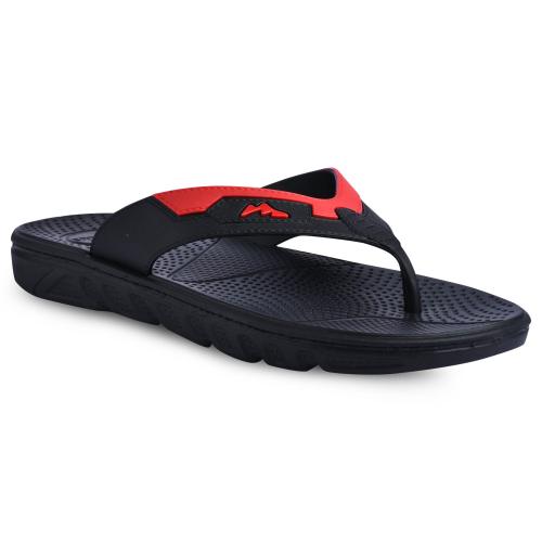 Paragon Stimulus Black Anti-Skid All-Day Comfort Flip Flops for Men