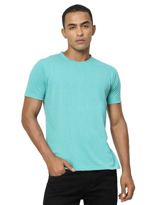 Fundoo Classics Men's Round Neck Half Sleeve Soft Polyester T-Shirt Dark Sky Blue