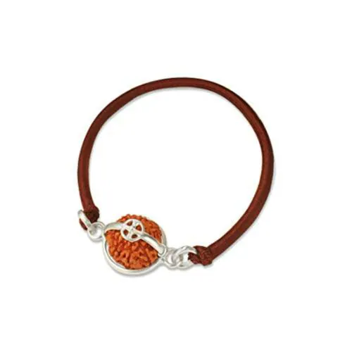 Rudra Centre Eight Mukhi Rudraksha Bracelet in Silver Basket with Elastic