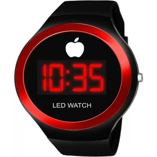 WATCHVERSE Round Black Apple Shape Dial Latest LED Digital Watch - For Men BLACK RING) LED Watch Black Silicone Belt Waterproof Digital Watch