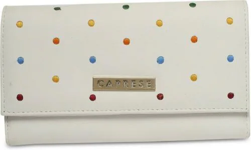 Caprese Women White Genuine Leather Casual Clutch (3 Card Slots)