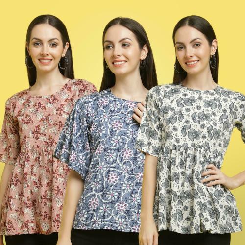 Poshyaa Tops for women western wear crepe stylish combo pack 3 s to xl size