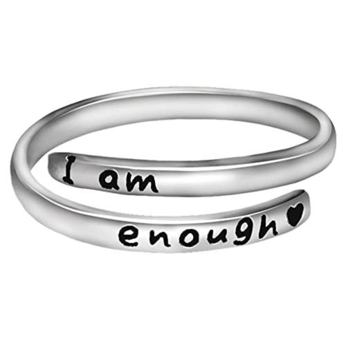 Giva Sterling Silver Adjustable Layered Affirmation Ring