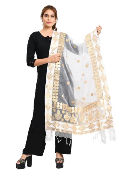 Moeza Women White Organza Gotta Patti Bridal Dupatta Dupatta