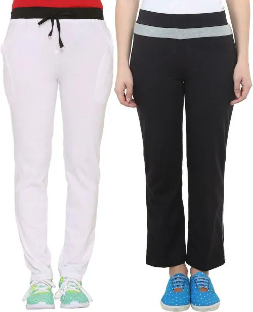 Vimal Jonney Women Multicolor Solid Cotton Blend Track Pants (Pack of 2)