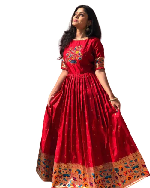 UPTHE Beautiful Gown with Weaving Zari Work On Gown For Woman