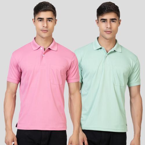 YHA Polo Neck Half Sleeves Men's T-shirts (Pack Of 2)