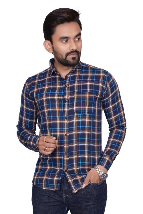 MOJILO Men's Checkered Slim Fit Cotton Casual Shirt