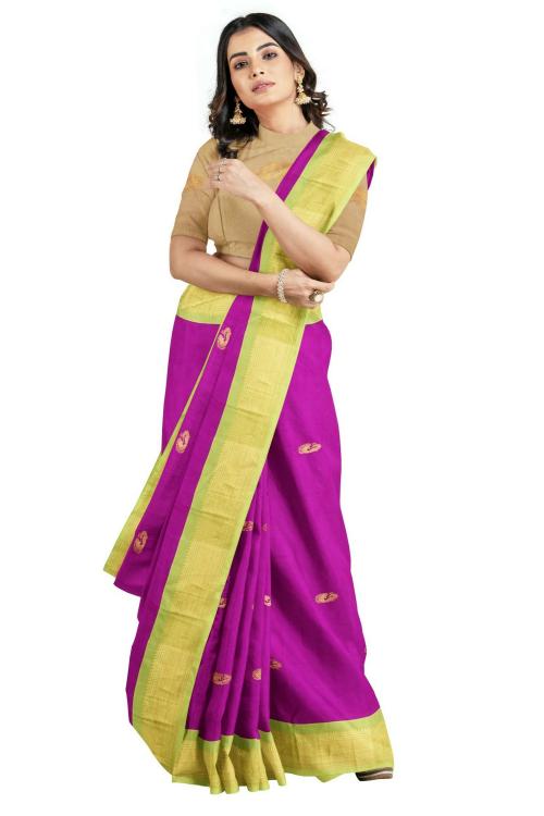 SWIFFIN Designer Cotton Silk Paithani Pink-Radium Saree For Women/Women Saree With Unstitched Blouse- PAITHANI-PINK-G.RADIUM