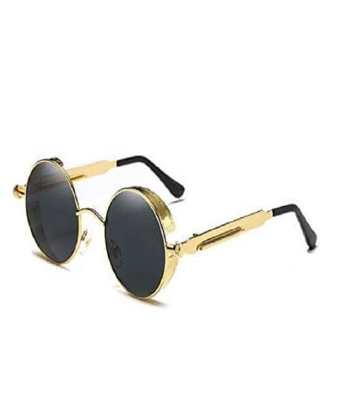 Awestuffs Retro Steampunk Style Inspired Round Metal Circle Polarized Sunglasses for Women Men