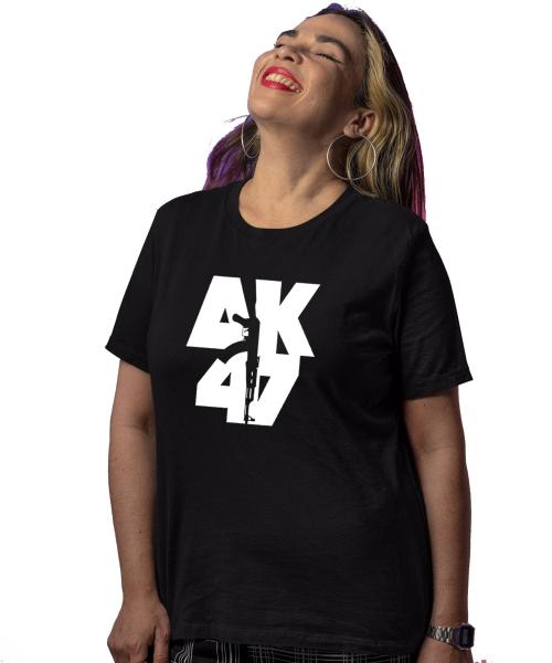 Omneto Women Black Printed Pure Cotton Round Neck T-Shirt - XXL (Omneto_WM11Ak47Black_170822_XXL)