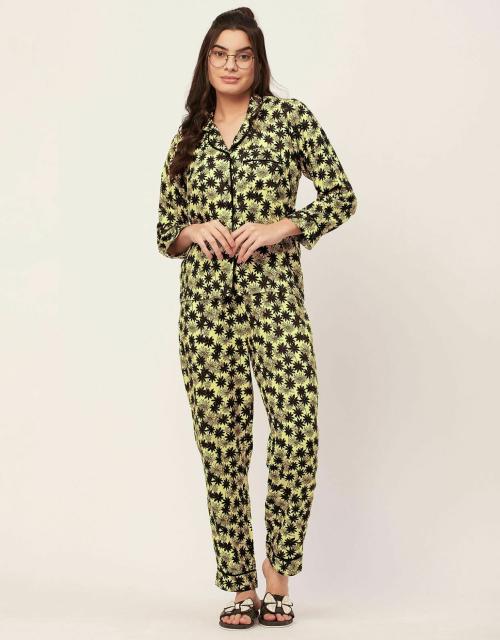 Moomaya Sleepwear, Printed Night Suit For Women, Two-Piece Lounge Set
