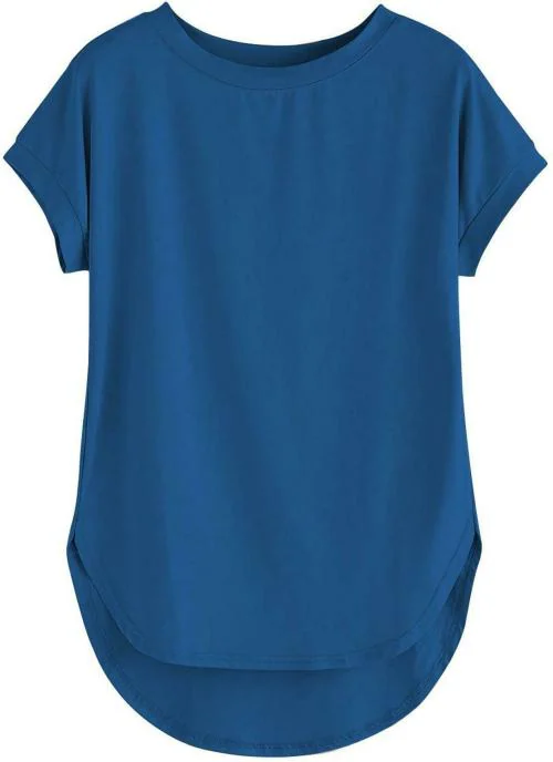 THE BLAZZE Women Royal Blue Solid Cotton Blend Round Neck T-Shirt (Extra Large)
