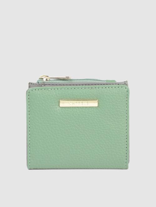 Caprese Green Synthetic Leather Animal Textured Women Two Fold Wallet