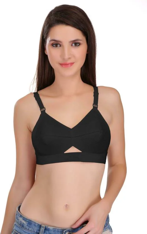 Featherline Women Black Pure Cotton Single Bra ( 44B )