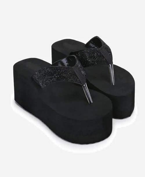 DUOSOFT EXTRA SOFT Doctor Ortho Slippers Flip Flop for Women and Girls Flip Flops Black Size-04