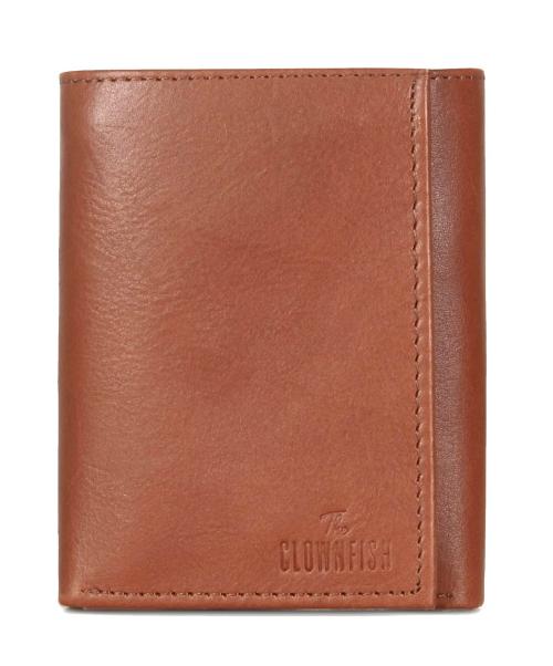 The Clownfish Ginger Brown Leather Tri-Fold Wallet For Men