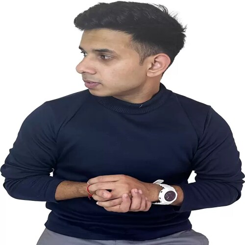 RAPID RAGS High Neck Full Sleeve Tshirt For Men | Cotton Blend | Solid Pattern | Navy Colour | Size XL