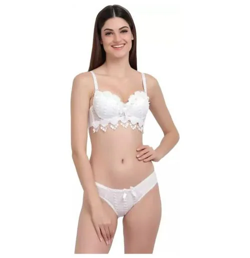 Buy Modbra Women's Gorgeous Honeymoon Heavily Padded Lace Wired Push up Bra  Panty Bridal Set (Size 36B) White Online at Best Prices in India - JioMart.