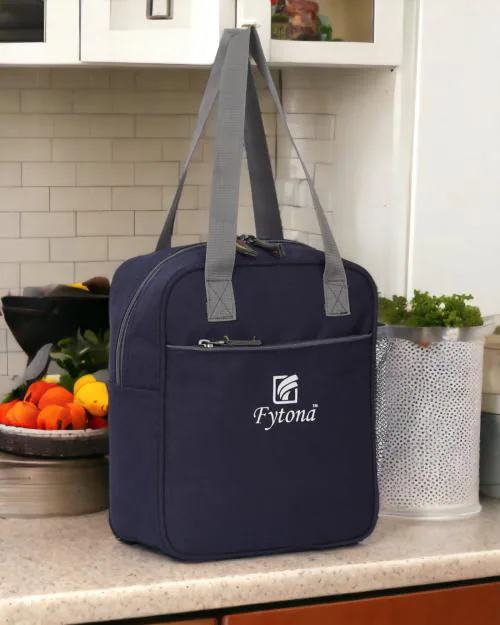 Fytona Lunch Tiffin Bag For School Office Picnic Travel Waterproof Lunch Bag (Dark Blue, 7 L)