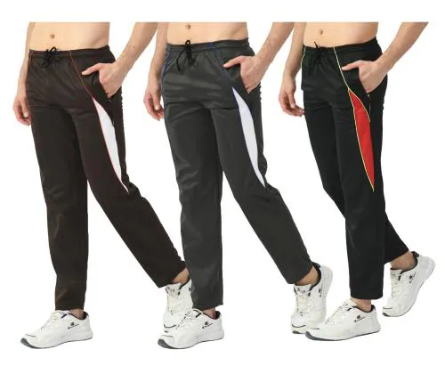 KAYU Mens Solid Polyester Lower/Track Pants (Pack of 3) Multicolor