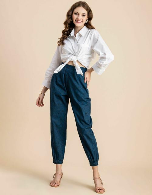 Moomaya Printed Elastic Waist Boho Pajama Pants, Cotton Yoga Pants With Pockets