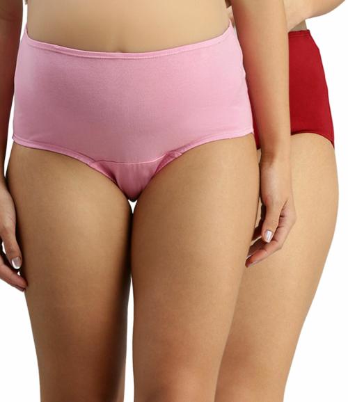 Morph Maternity | Panty During Pregnancy | With High Waist For Women | Over The Belly Fit | Full Back Coverage | Pregnancy & Post Delivery | Pack Of 2 | Light Pink & Maroon | XL