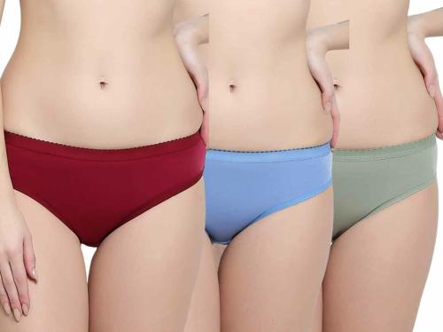 Emberge Women's Cotton Pantie's (Pack of 3) (XS, Beet Red, Iris Blue, Mint Green)