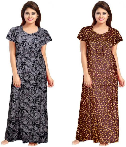 ONBUFF Pack of 2 Women Nighty Set  (Multicolor)