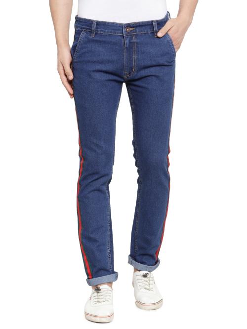 Ben Martin Men's Regular Fit Side Stripe Dark Blule Denim Jeans