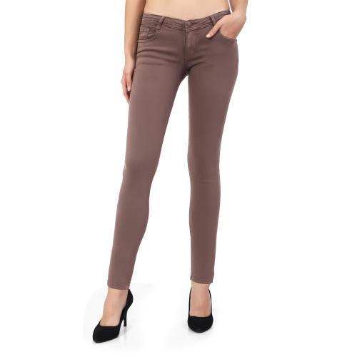 Reelize - Denim Jeans For Women | Single Button, Mid Waist | Skin Fit, Ankle Length | Ideal For Party / Office / Casual Wear | Brown | Size-36 | Pack of 1