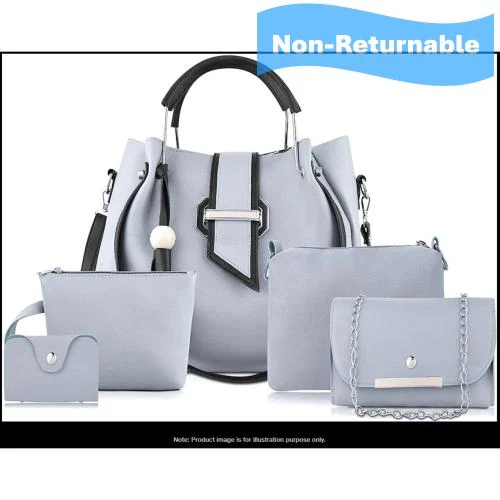 Fargo Grey Leatherette Handbag (Pack of 5) (Grey_LightCare-FGO-266-4)