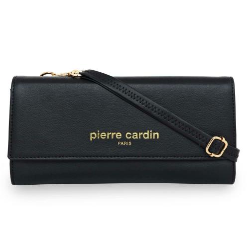 Pierre Cardin Black Polyurethane Women Two Fold Sling Wallet
