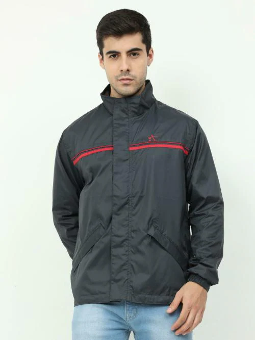 Arcticplus Men Grey Solid Nylon Casual Jacket (XL)