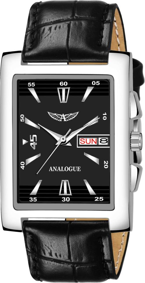 Analogue Analog Black Dial Black Strap Watch For Boys (Anlg-447-Black-Blk-Sq-Dd)