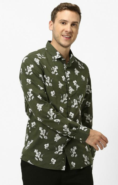 Celio Olive Green Casual Shirt By Celio
