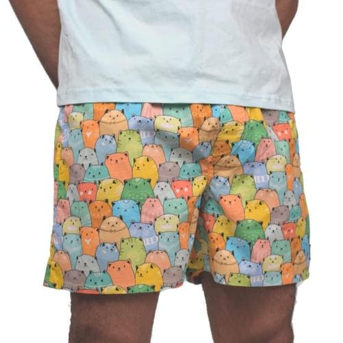 Whats Down Men Multicolor Printed Pure Cotton Meow Boxer