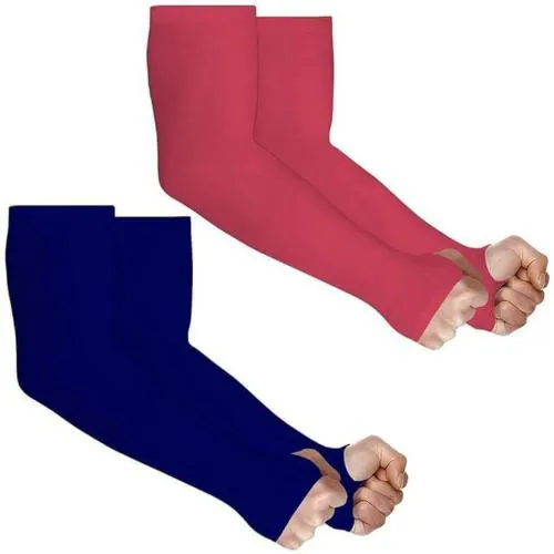Shirsh UV Sun Protection Arm Sleeves With Thumb Hole For Summer - UPF 50 - Arm Cover For Tanning And Sunburn Protection - 2 Pair
