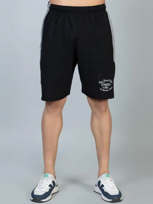 John Brooks Cotton Side Stripe Regular Fit Men Shorts|PREMIUM QUALITY MENS SHORTS - Black