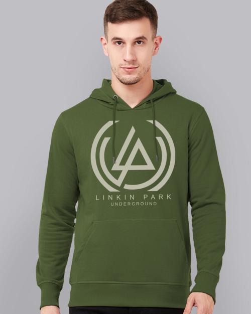 Free Authority Linkin Park Printed Green Hoodie For Men