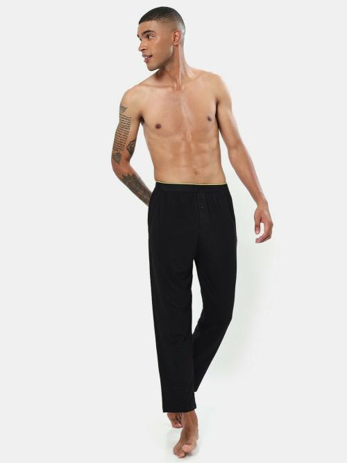 Bummer Men Black Solid Modal Nox 24/7 Pyjamas For Men