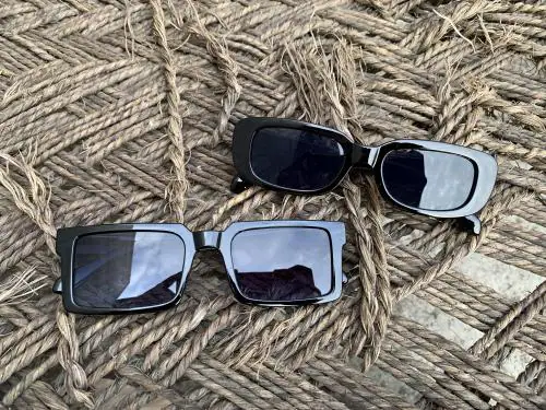 FREDDY Rectangular Stylish Sunglasses Combo of 2 Pieces | Trendy Retro Driving Goggle for Women |100% UV Protection | Fashion Sunglasses