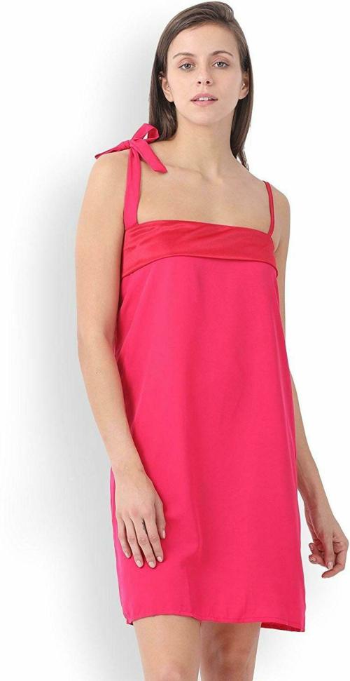 SSoShHub Women Pink Self Design Cotton Crepe Blend Baby Doll Lingerie Set