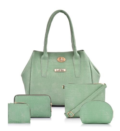Buy LaFille Women's Handbag Ladies Purse Combo Set of 5 Pcs DGN272CB5Green Online at Best