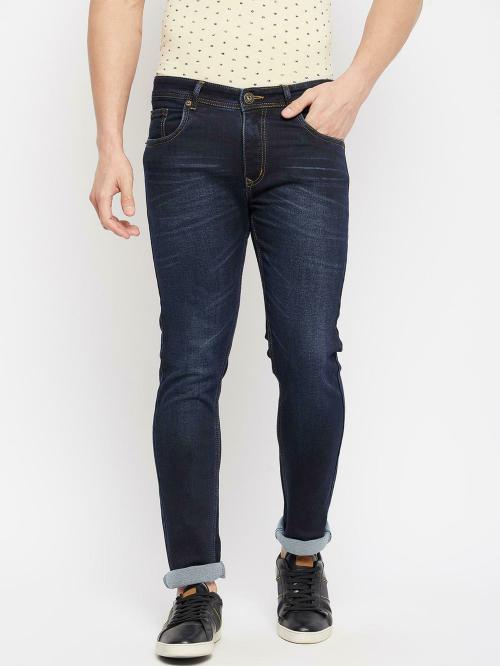 Duke Men Dark Green Washed Cotton Lycra Blend Single Jeans