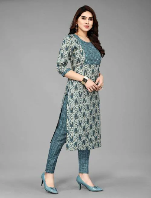 VNEED Festive Wear Kurta Set Party Wear Kurta Plazo Cotton Kurta Set Kurta with Plazo Pants Stylish Kurta Set Long Kurta with Plazo ( Size XL & SET OF 1)