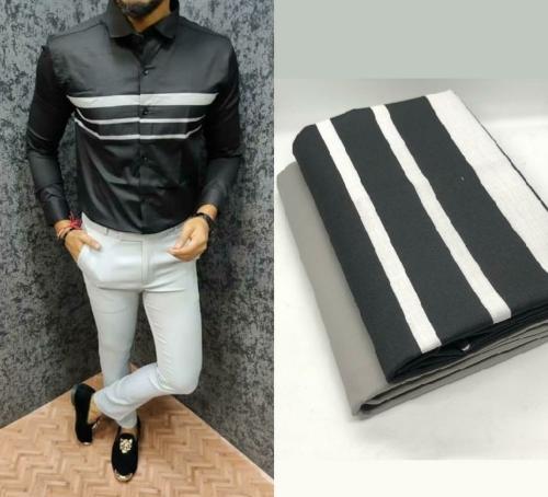 G Square Men Multicolor Printed Cotton Silk Shirt and Trouser Fabric Set