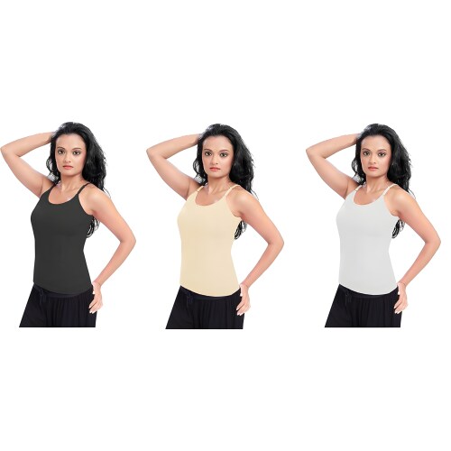 Mythili Women Cotton Half Slips-Pack of 3 | Cotton Camisoles for Women Pack of 3